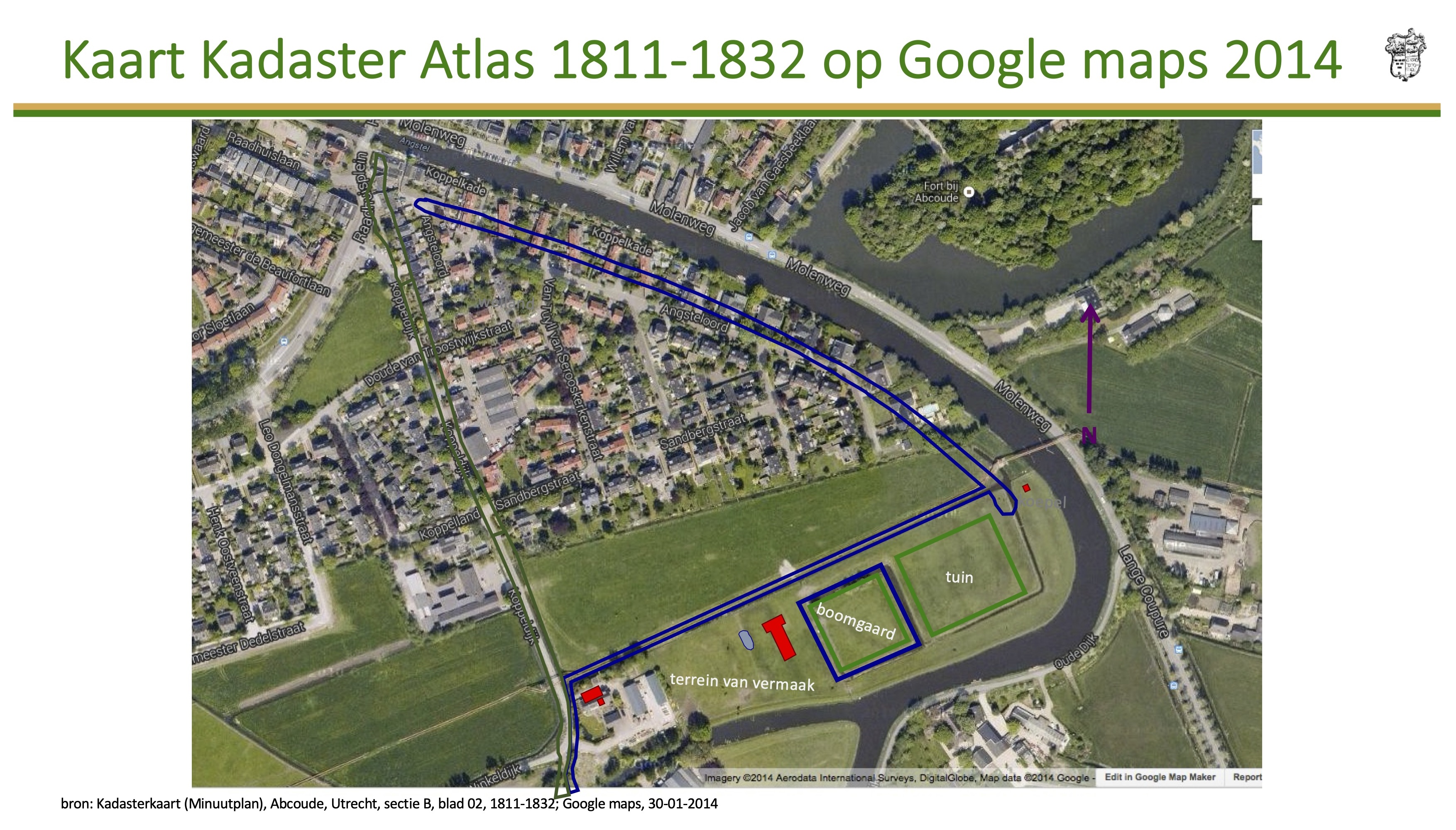 Kadastralekaart 1811 op Googlemaps 2014